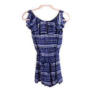 Here & There Collective Navy Blue Ruffled Tie-waist Romper Women's XS/S